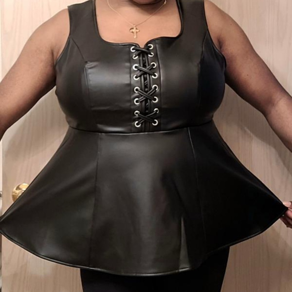 Torrid Black Sleeveless Bustier peplum Tank Top